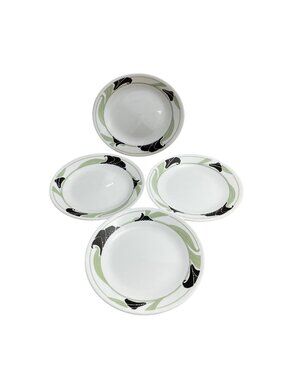 Corelle Black Orchid Pattern Salad Dessert Appetizer Plate Green Black Corning